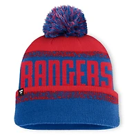 Bonnet en tricot à revers avec pompon Fanatics bleu/rouge New York Rangers Fundamentals Thrive pour homme