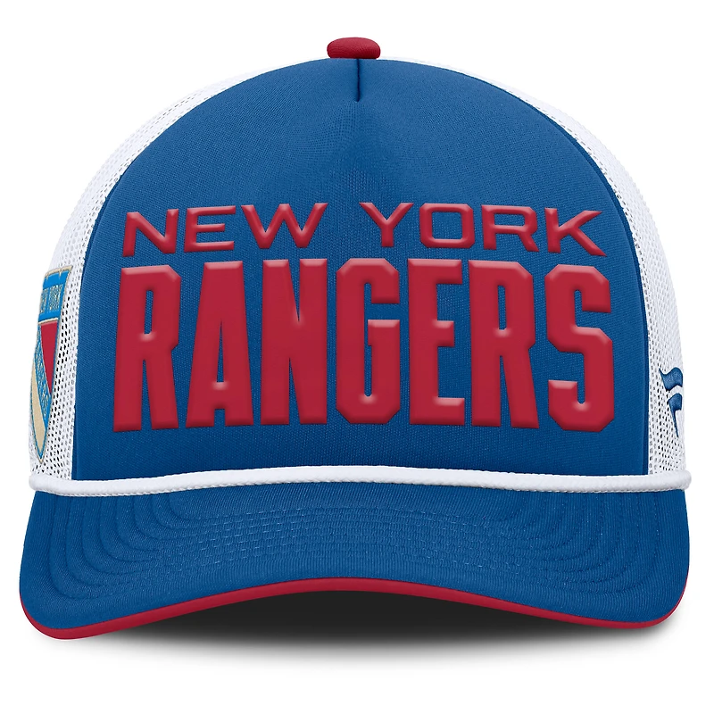 Men's Fanatics Blue/White New York Rangers Centennial Authentic Pro Foam Front Adjustable Trucker Hat
