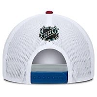 Casquette trucker authentique Fanatics bleue et blanche New York Rangers Centennial pour homme, modèle Pro Foam à visière ajustable.