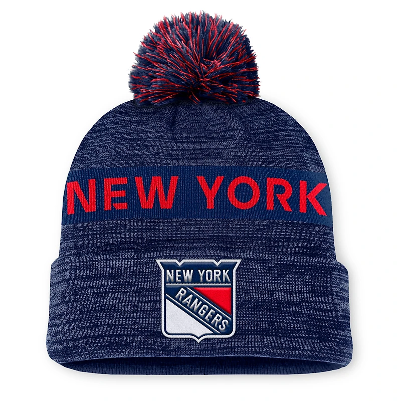 Men's Fanatics Blue New York Rangers  Authentic Pro Alternate Logo Cuffed Knit Hat with Pom