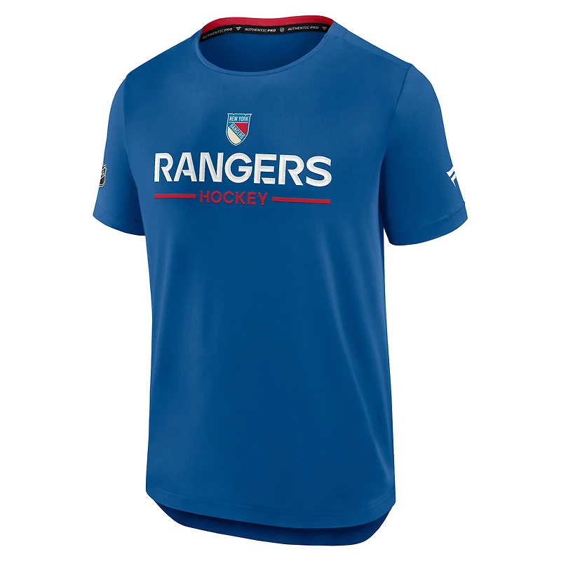 T-shirt technique authentique Pro Rink Centennial des Rangers de New York pour homme, bleu fanatiques