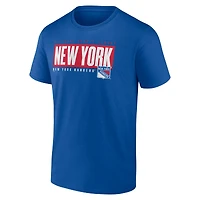 T-shirt bleu Fanatics New York Rangers Blocked Out pour hommes