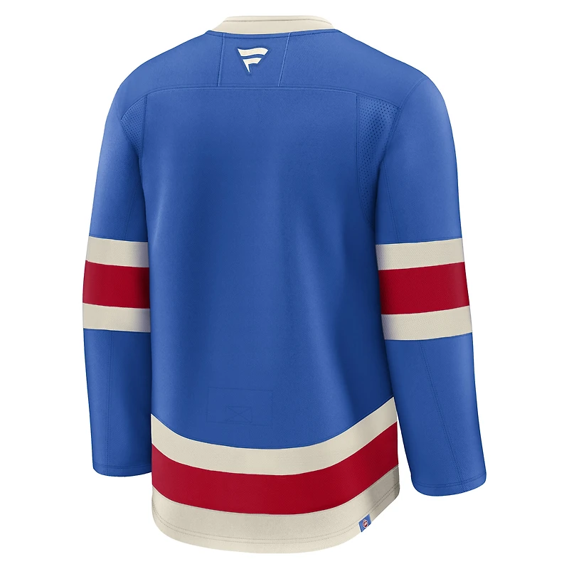 Maillot Fanatics bleu premium du centenaire des Rangers de New York pour homme
