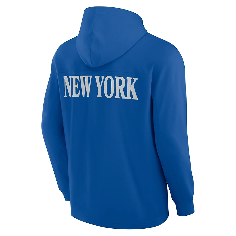 Men's Fanatics Blue New York Rangers Elements Blaze Tri-Blend Long Sleeve Hoodie T-Shirt