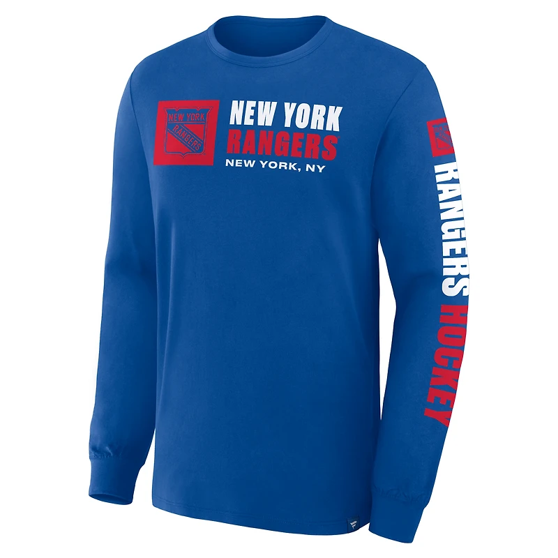 Men's Fanatics Blue New York Rangers Goal Crease Legacy Long Sleeve T-Shirt
