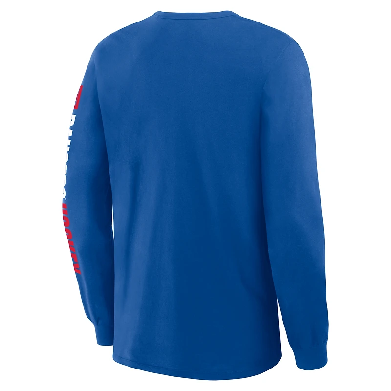 Men's Fanatics Blue New York Rangers Goal Crease Legacy Long Sleeve T-Shirt