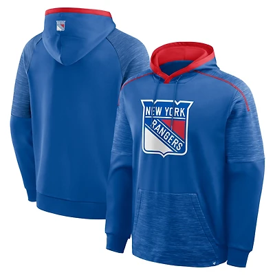 Men's Fanatics Blue New York Rangers Goaltender Defender Pullover Hoodie