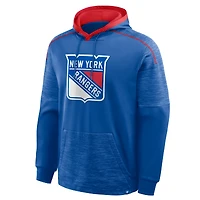 Men's Fanatics Blue New York Rangers Goaltender Defender Raglan Pullover Hoodie