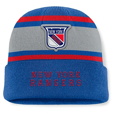 Men's Fanatics Blue New York Rangers Heritage Varsity Cuffed Knit Hat