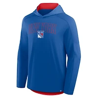 Men's Fanatics Blue New York Rangers Penalty Shot Long Sleeve Hooded T-Shirt