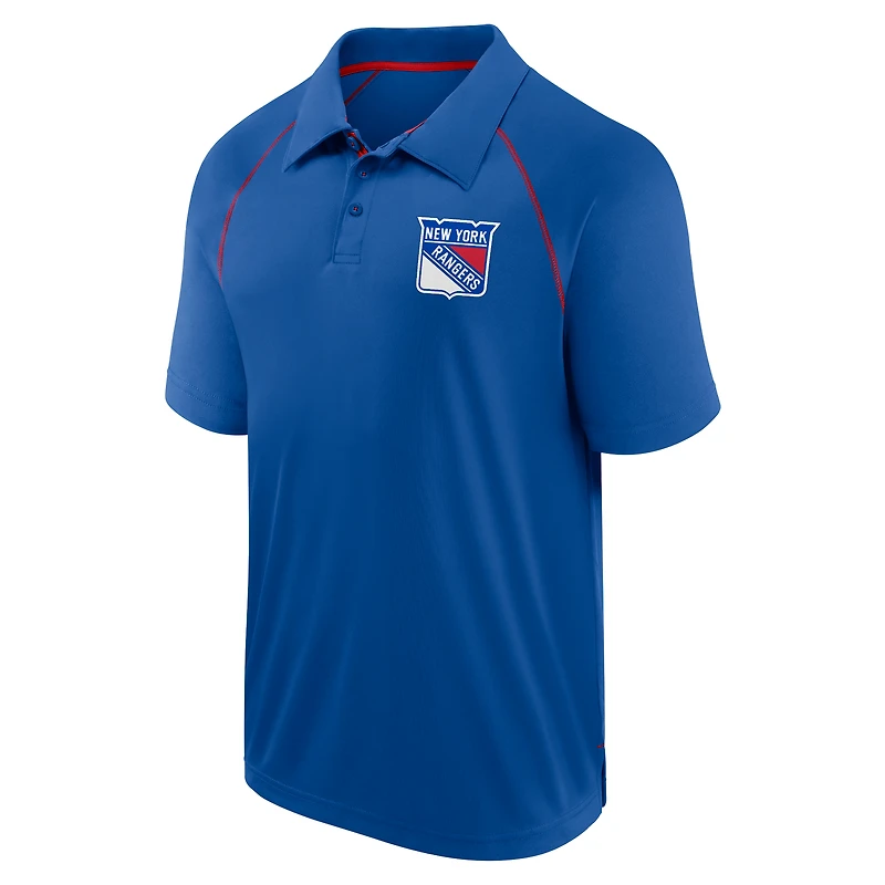 Men's Fanatics Blue New York Rangers Raglan Strong Alone Polo