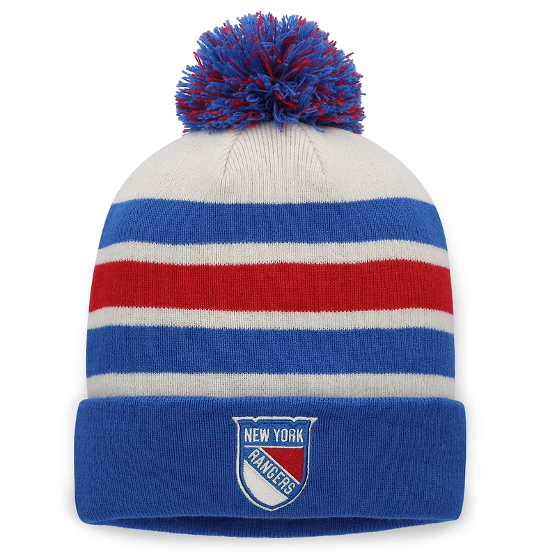 Men's Fanatics Cream/Blue New York Rangers 2026 NHL Winter Classic Cuffed Pom Knit Hat