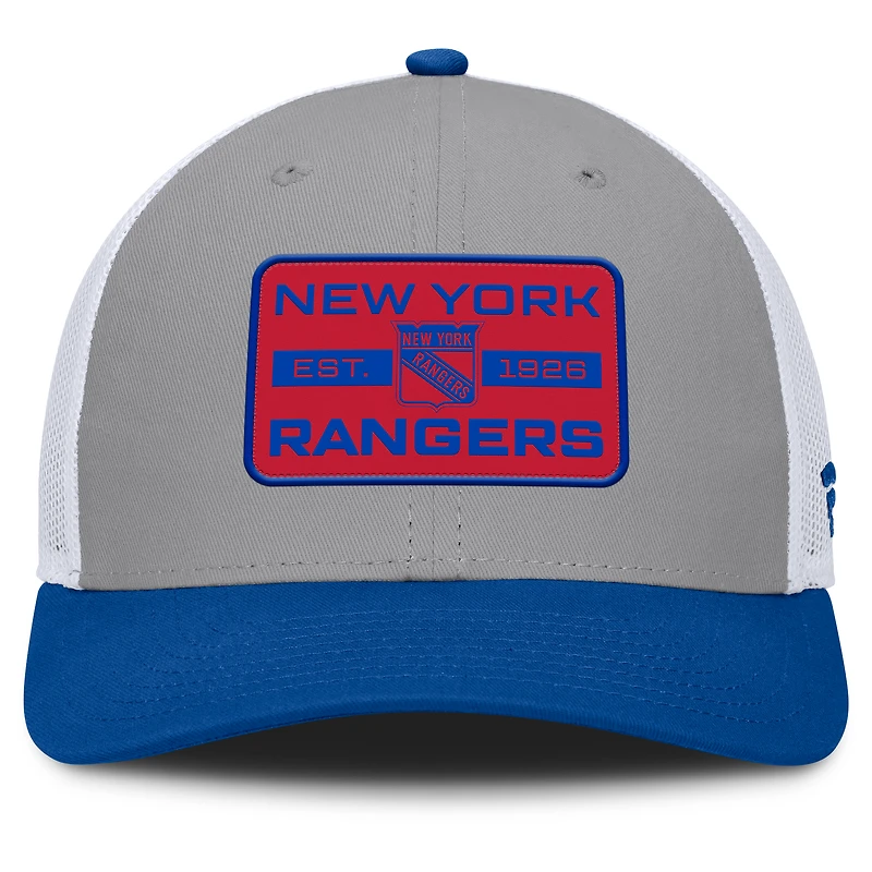 Men's Fanatics Gray/Blue New York Rangers Fundamental Adapt Trucker Adjustable Hat