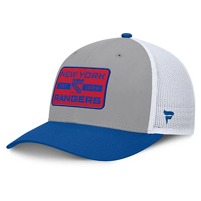 Men's Fanatics Gray/Blue New York Rangers Fundamental Adapt Trucker Adjustable Hat