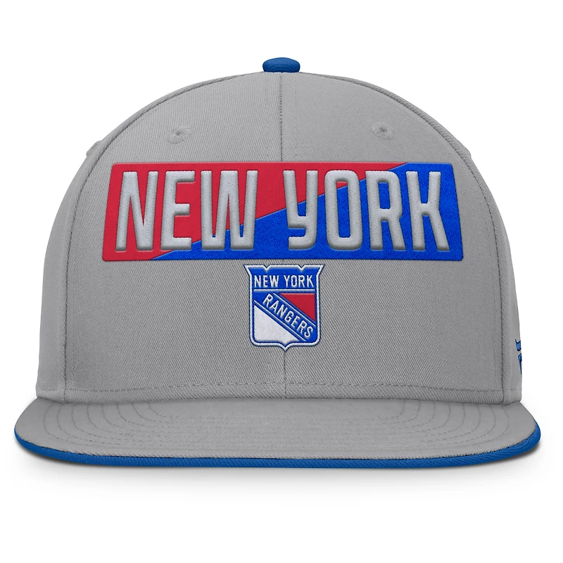 Men's Fanatics Gray New York Rangers Fundamentals Duo Split Logo Snapback Hat