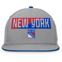 Men's Fanatics Gray New York Rangers Fundamentals Duo Split Logo Snapback Hat