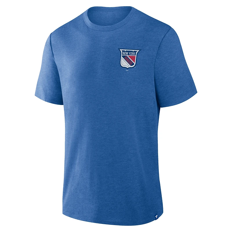 T-shirt tri-blend Fan Lanes bleu chiné pour homme des Rangers de New York Fanatics