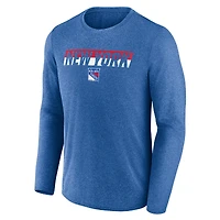 T-shirt à manches longues de transition Fanatics Heather Blue pour hommes des Rangers New York