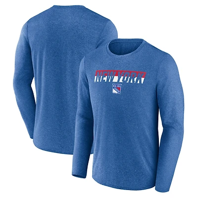 T-shirt à manches longues de transition Fanatics Heather Blue pour hommes des Rangers New York