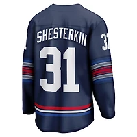Maillot de joueur suppléant Premier Breakaway des Rangers New York Fanatics Igor Shesterkin bleu marine pour hommes