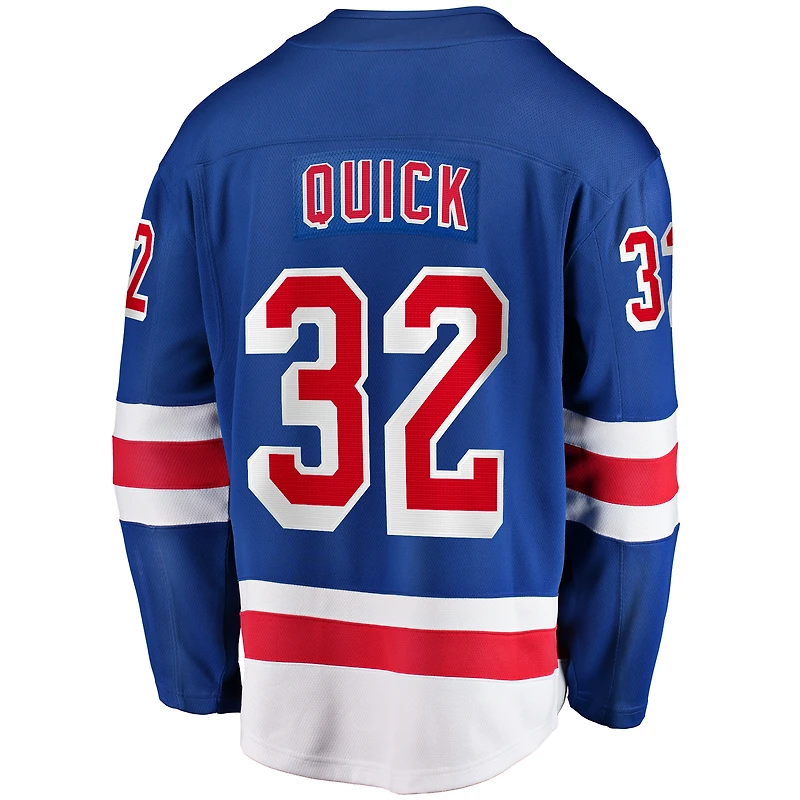 Maillot Fanatics Jonathan Quick pour hommes, bleu, New York Rangers Home Breakaway