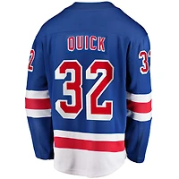 Maillot Fanatics Jonathan Quick pour hommes, bleu, New York Rangers Home Breakaway