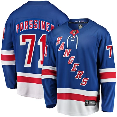Maillot d'évasion à domicile Fanatics Juuso Parssinen bleu New York Rangers pour hommes