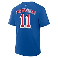 T-shirt bleu fanatiques pour hommes Mark Messier, joueur retraité des Rangers de New York, surnommé