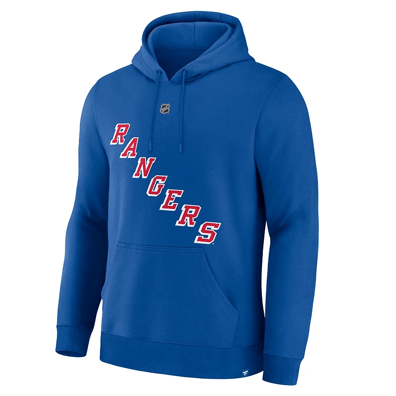 Men's Fanatics Matt Rempe Blue New York Rangers Authentic Stack Name & Number Hoodie