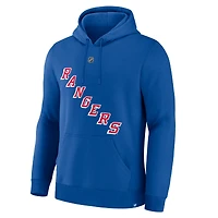 Men's Fanatics Matt Rempe Blue New York Rangers Authentic Stack Name & Number Hoodie