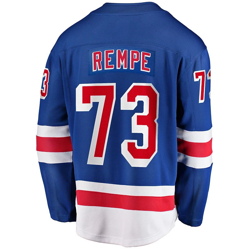 Maillot Breakaway à domicile des Rangers de New York Fanatics Matt Rempe bleu pour hommes