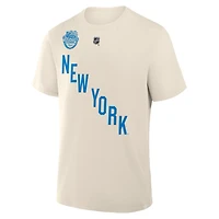 Men's Fanatics Mika Zibanejad Beige New York Rangers 2026 NHL Winter Classic Authentic Stack Name & Number T-Shirt