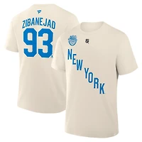 T-shirt authentique Fanatics Mika Zibanejad beige New York Rangers 2026 NHL Winter Classic pour homme, avec nom et numéro superposés