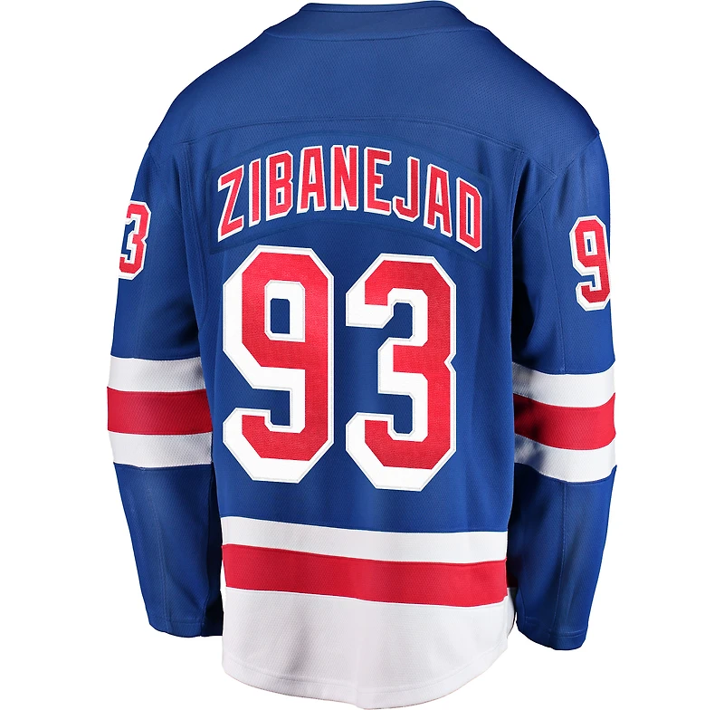 Maillot de joueur échappé premier des Rangers New York Fanatics Mika Zibanejad bleu pour hommes