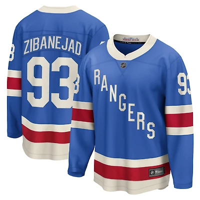 Maillot bleu Fanatics Mika Zibanejad des Rangers de New York Centennial Breakaway pour hommes