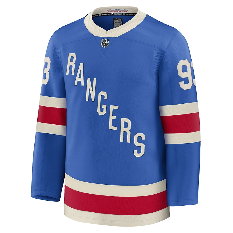 Maillot Fanatics Mika Zibanejad bleu pour homme des Rangers de New York Centennial Premium