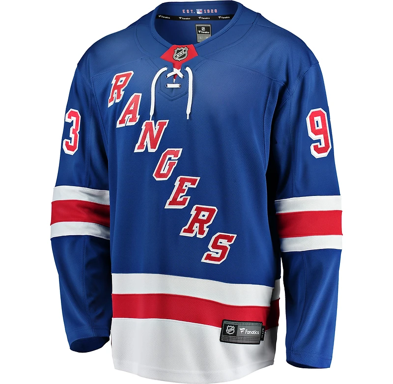 Maillot de joueur échappé à domicile Fanatics Mika Zibanejad bleu des Rangers New York pour hommes