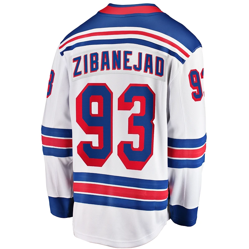 Fanatics pour hommes Mika Zibanejad Blanc New York Rangers Away Premier Breakaway Player Maillot