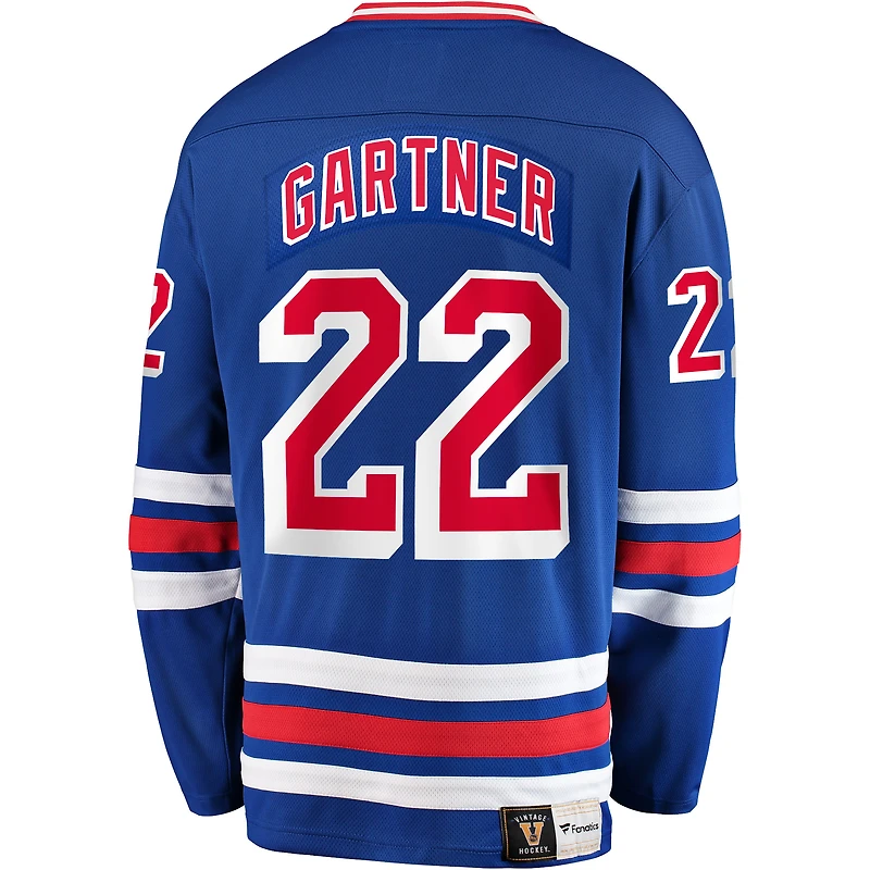 Fanatics pour hommes Mike Gartner bleu New York Rangers Premier Breakaway joueur retraité - Maillot