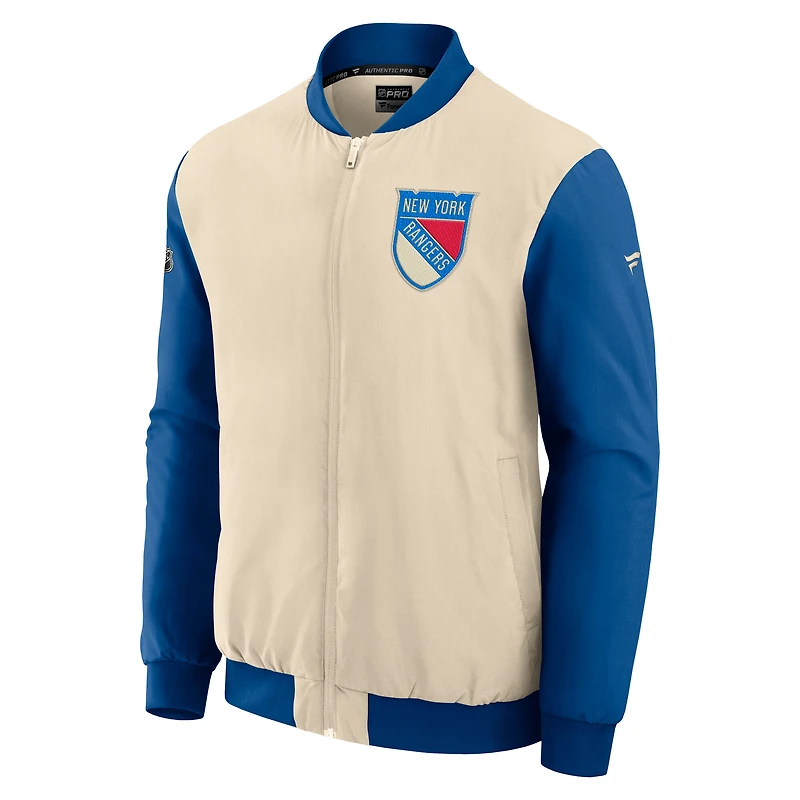 Men's Fanatics Natural New York Rangers 2026 NHL Winter Classic Authentic Pro Full-Zip Bomber Jacket