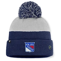 Men's Fanatics Navy/Gray New York Rangers Authentic Pro Home Ice Cuffed Knit Hat with Pom