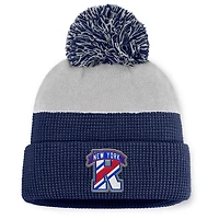 Men's Fanatics Navy/Gray New York Rangers Authentic Pro Home Ice Cuffed Knit Hat with Pom