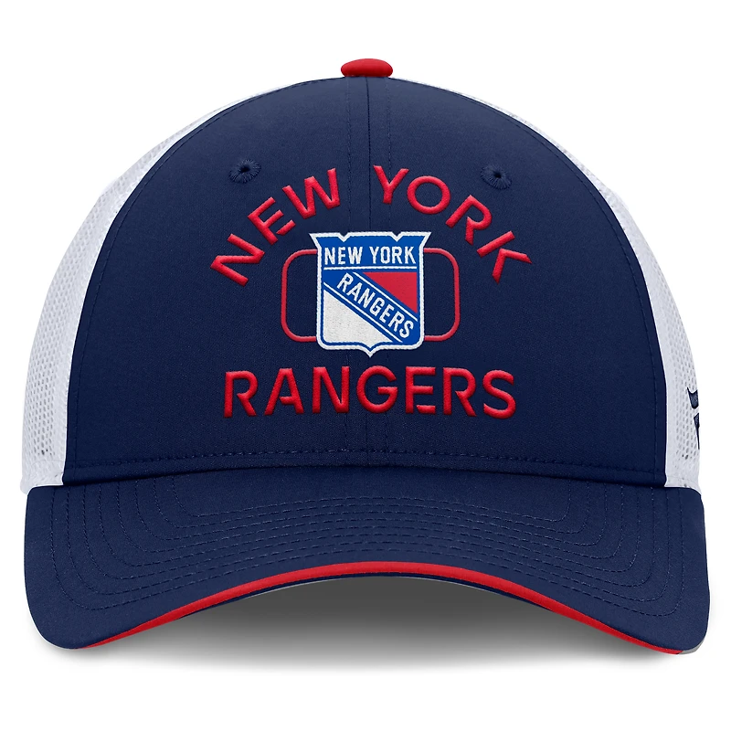 Men's Fanatics Navy/White New York Rangers Authentic Pro Rink Adjustable Trucker Hat