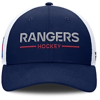 Casquette de camionneur ajustable Fanatics bleu marine/blanc des Rangers de New York pour homme
