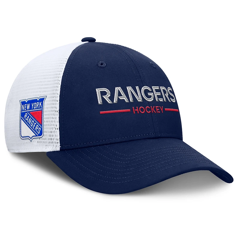 Men's Fanatics Navy/White New York Rangers Authentic Pro Rink Lockup Adjustable Trucker Hat