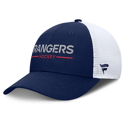 Casquette de camionneur ajustable Fanatics bleu marine/blanc des Rangers de New York pour homme