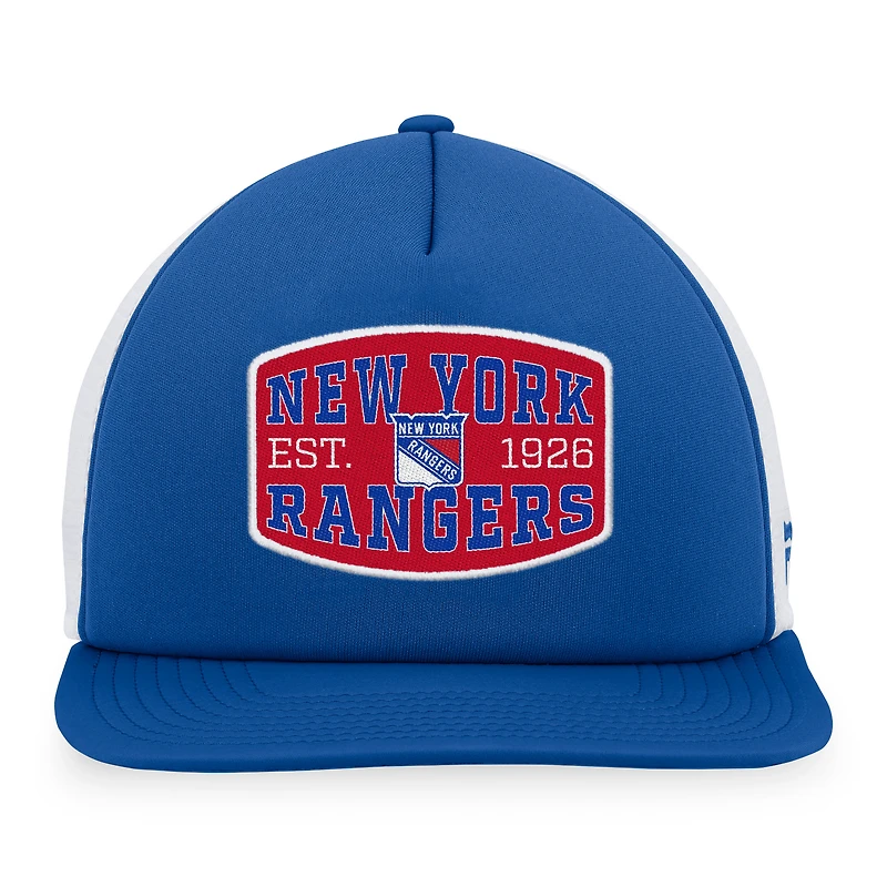 Men's Fanatics Navy/White New York Rangers Foam Front Patch Trucker Snapback Hat