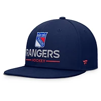 Casquette snapback authentique Pro Rink Lockup des Rangers de New York pour homme, bleu marine