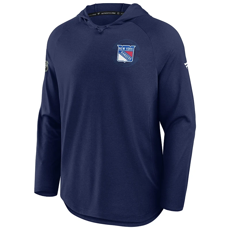 Men's Fanatics Navy New York Rangers Authentic Pro Rink Raglan Hoodie
