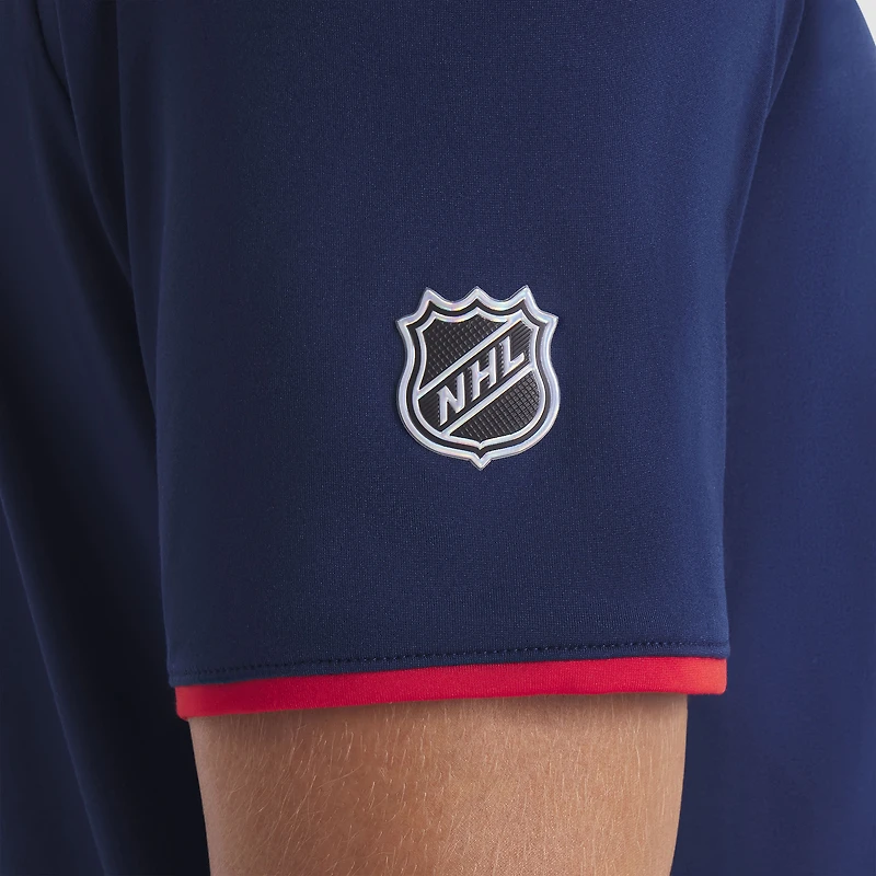 Polo raglan authentique Pro Rink bleu marine Fanatics pour homme des Rangers de New York